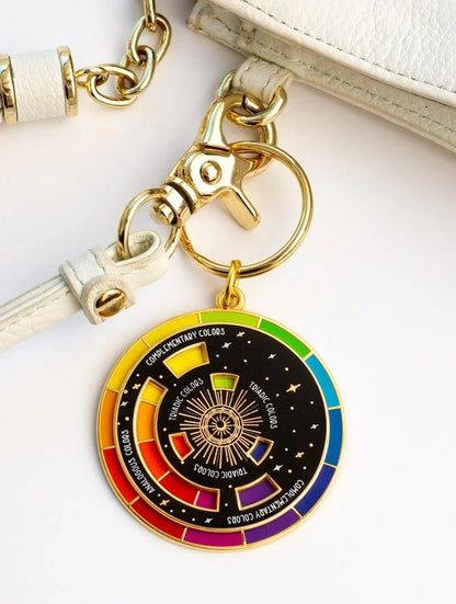 Wheel Keychain (Black/White): Theory Inspired Artist Gift - Perfect for Backpacks, Hats, Pins, and Boards, Rainbow Gifts