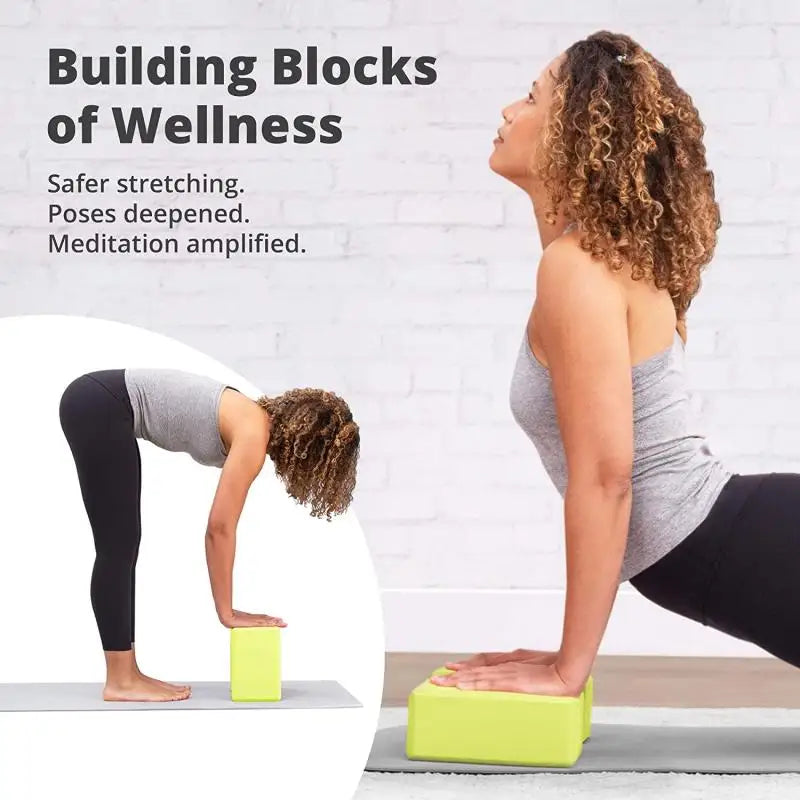 2PCS EVA Foam Yoga Blocks - Gym Bricks for Stretching, Body Shaping and Dance Training Fitness Equipment