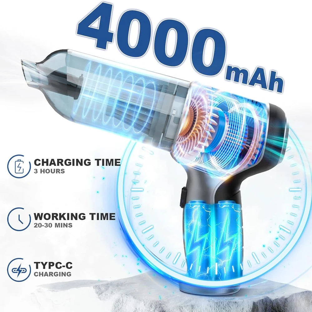 Wireless Portable Car Vacuum Cleaner - 95,000PA Strong Suction, Handheld Mini Cleaner, High Power Blower for Car and Home