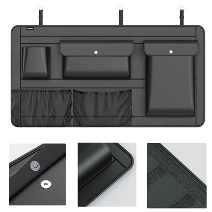 Adjustable High Capacity Car Storage Box: Backseat Trunk Organizer with 5 Bags - Multi-use PU Leather Seat Back Organizers