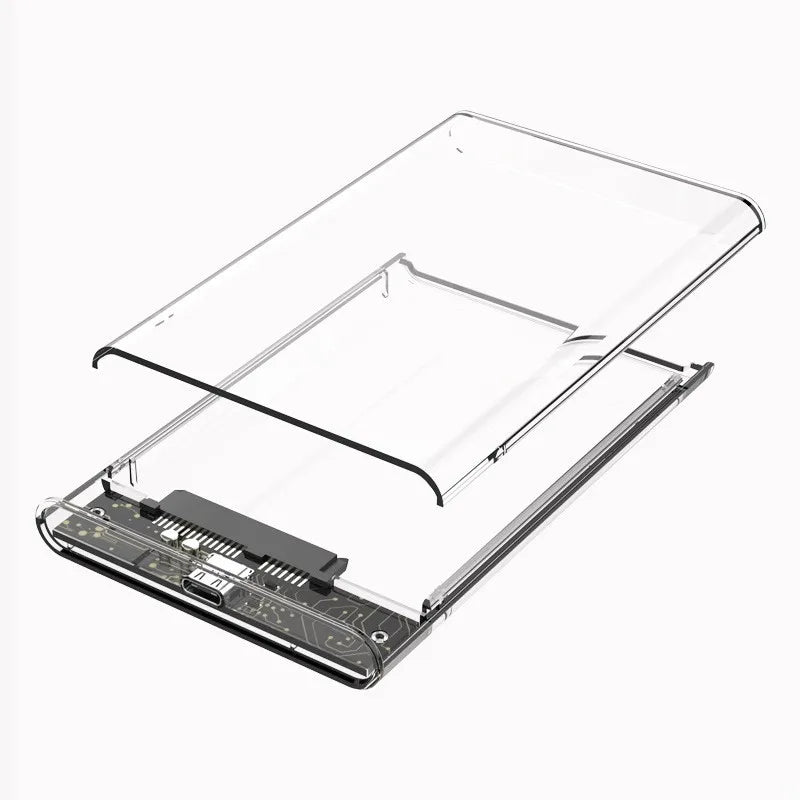 Transparent HDD Enclosure Case - 2.5 SSD SATA to USB 3.0 Type-C 3.1 Adapter External Hard Drive Caddy Box