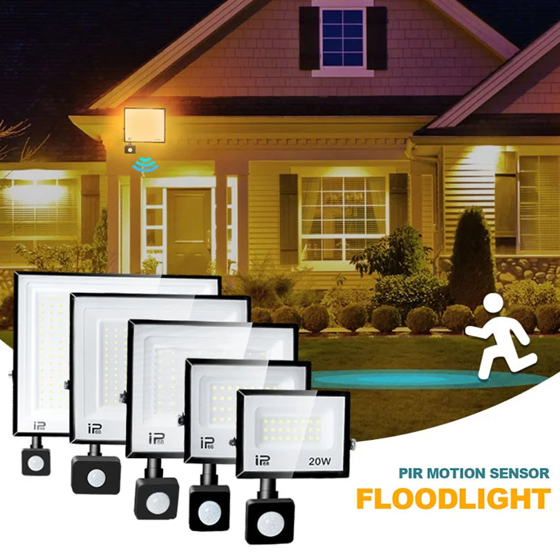 LED Flood Light with Sensor – 50W, 100W, 150W, IP66 Waterproof Spotlight – AC110V/AC220V Wall Reflector LED Projector