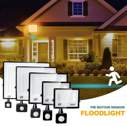 LED Flood Light with Sensor – 50W, 100W, 150W, IP66 Waterproof Spotlight – AC110V/AC220V Wall Reflector LED Projector