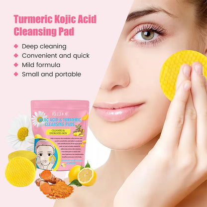 40/80/120/200PCS Turmeric and Kojic Acid Exfoliating Cleansing Pads - Fades Dark Spots and Exfoliates Skin