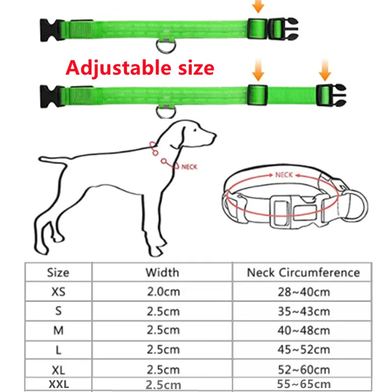 Adjustable LED Glowing Dog Collar: Flashing Rechargeable Luminous Collar for Night Safety - Anti-Lost Light Harness for Small Dogs