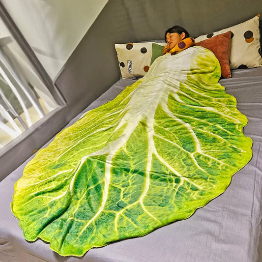 Double-Sided Flannel Cabbage Blanket - Creative Appearance, Soft Sofa Throw for Home