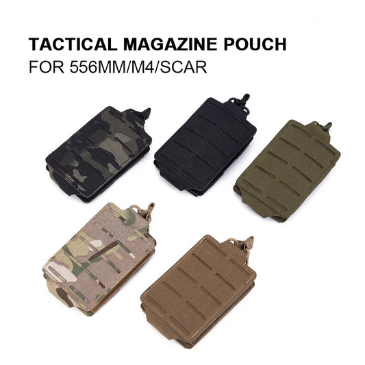 Tactical 5.56mm Mag Pouch – Single Magazine Open-Top MOLLE Bag for M4, M14, M16, AR-15 Rifle Magazines