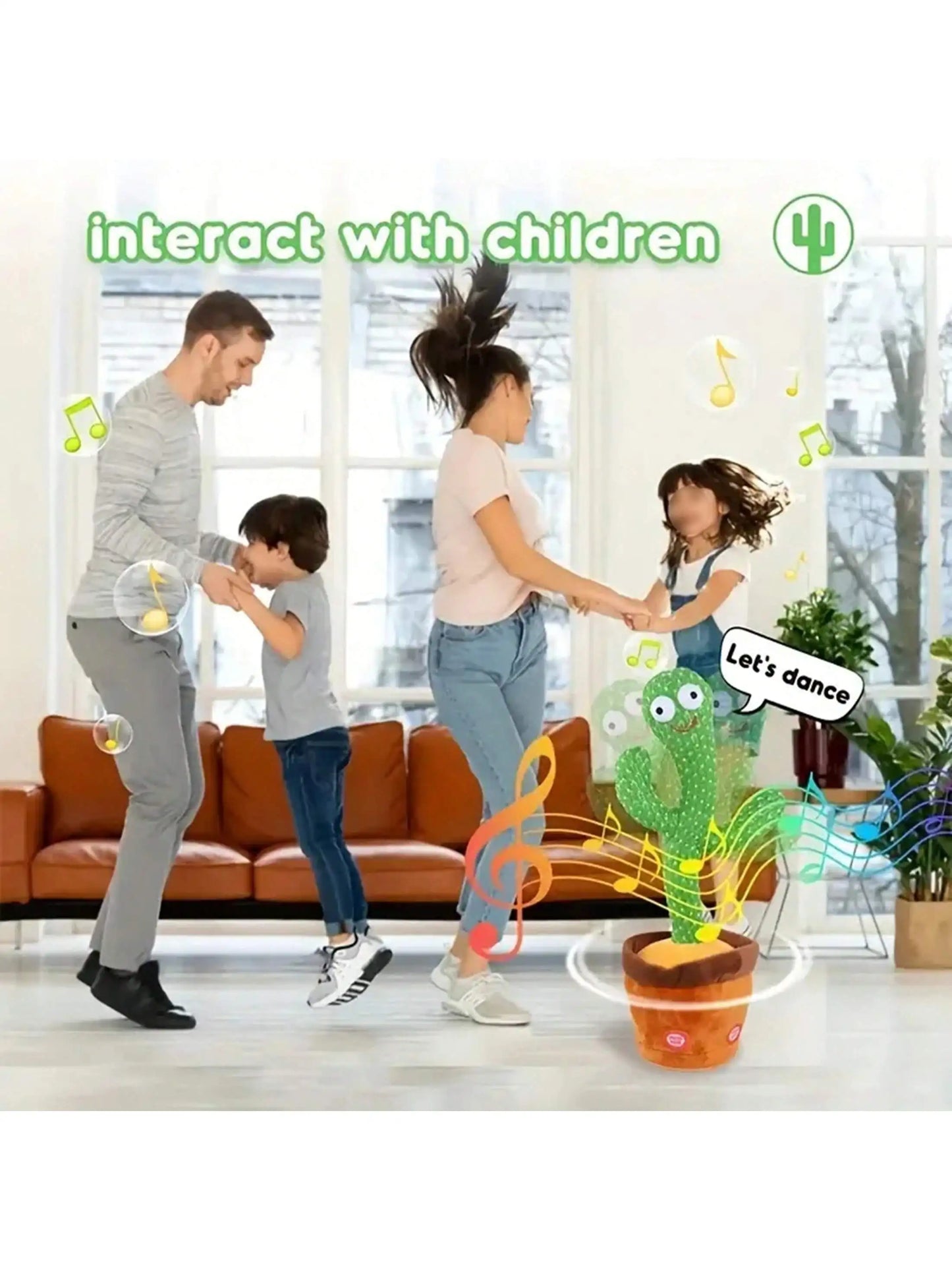 Sunny Cactus Up Plus - Dancing Talking Cactus Toy for Baby Boys and Girls - Singing, Mimicking, Recording, and Repeating Fun for Kids