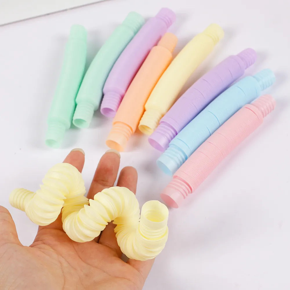 10Pcs Funny Pop Tubes Fidget Sensory Toys - Antistress Pipe Toys for Children and Adults, Birthday Party Favors, Pinata Filler, Goodie Bag Items