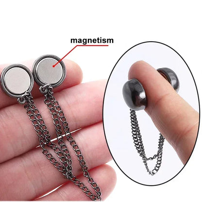 Chain Magnetic Buckle Brooch for Pants - Exquisite Alloy Hooks for DIY Sewing, Roll-Up Shorts and Trouser Legs