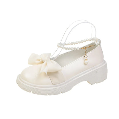 Summer Mary Janes Lolita Shoes: Women's Thick Platform Party Pumps - Fashionable Bow Chain Sandals for Mujer