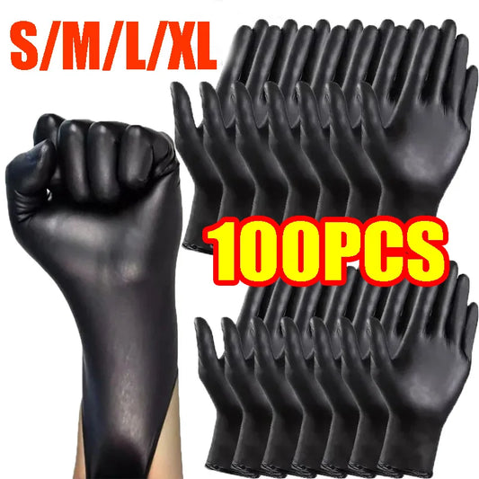 Disposable Black Nitrile Gloves - Pack of Kitchen, Cooking, Tattoo, Car Washing, and Household Cleaning Work Gloves