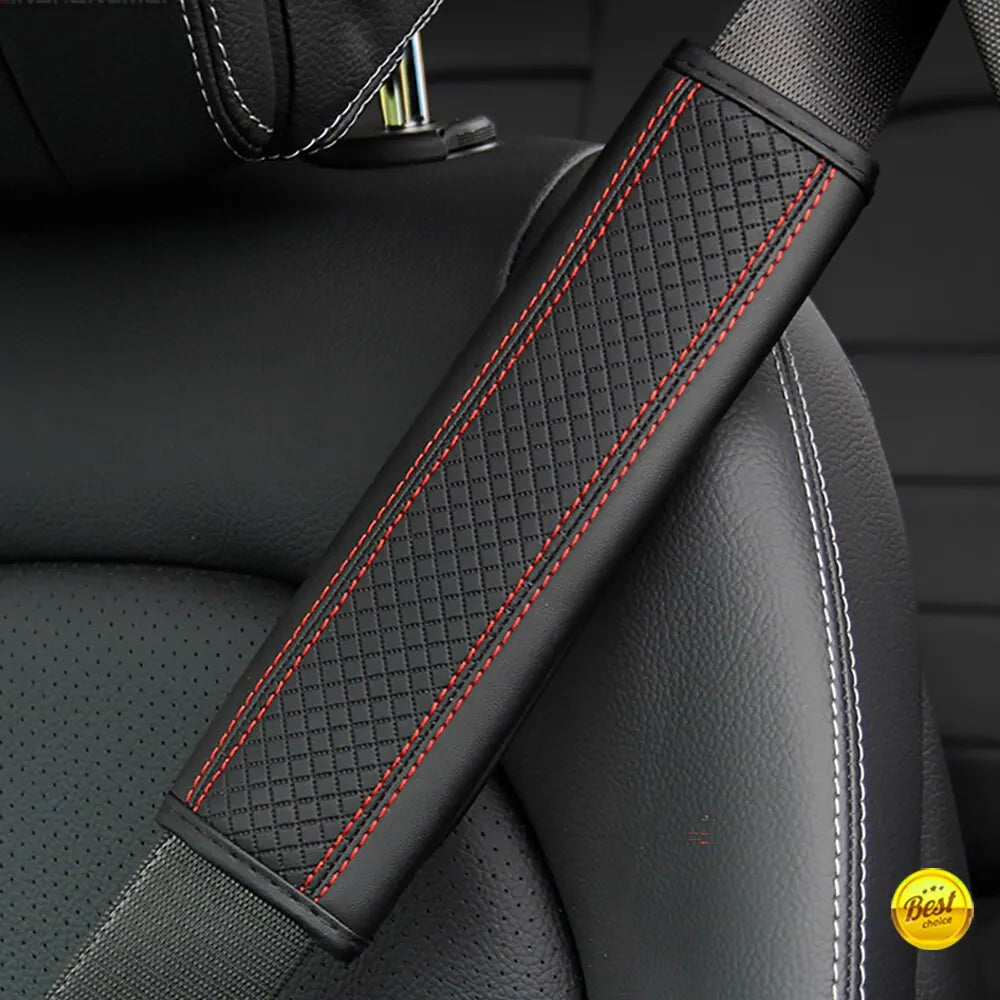 1PCS PU Leather Embossed Car Seat Belt Shoulder Cover: Comfortable Safety Belt Protective Car Accessory