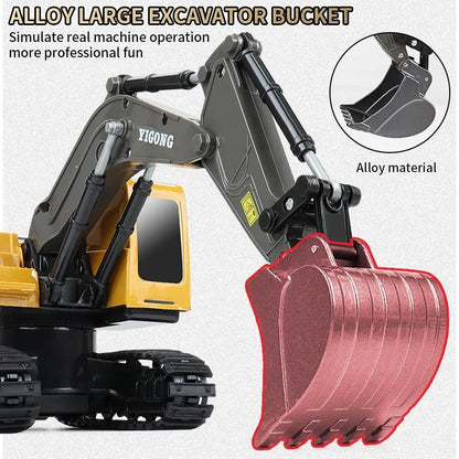 2.4G Remote Control Excavator Dump Truck - Professional Alloy and Plastic RC Construction Vehicle Toy for Kids