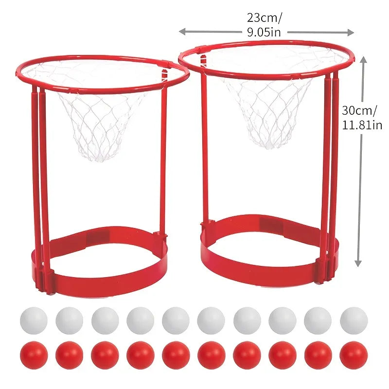 2 Pack Head Hoop Basketball Party Game: Adjustable Net Headband for Kids & Adults - Carnival Game with 20 Balls