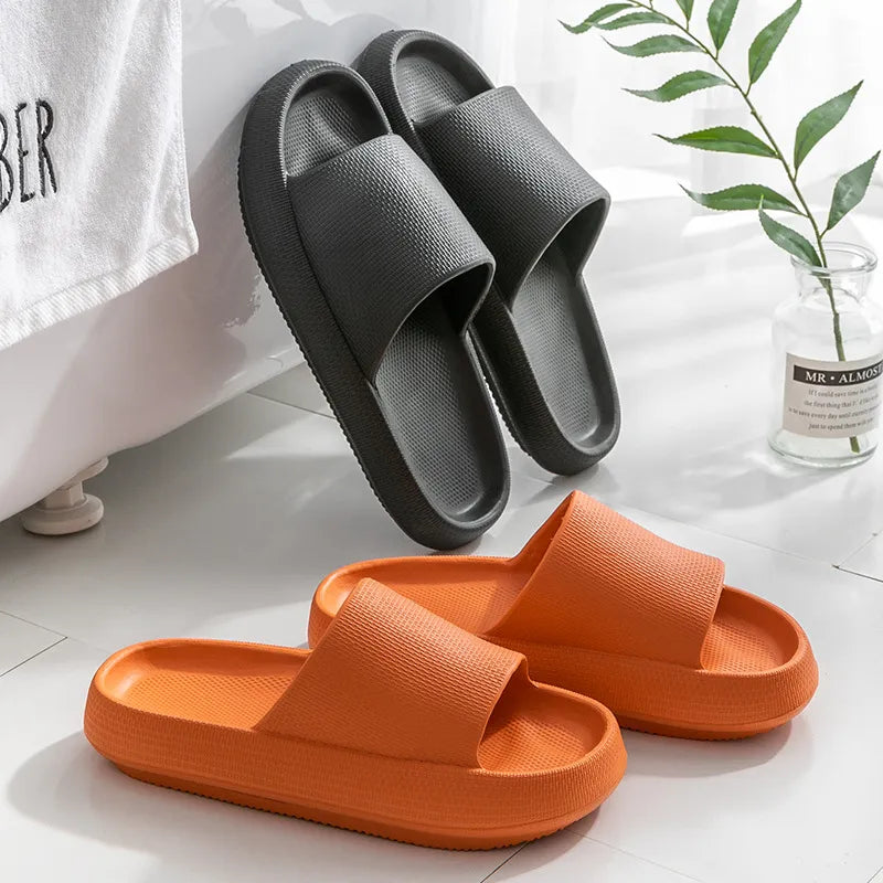 Platform Thick Bathroom Home Slippers: Cloud Fashion Soft Sole Eva Indoor Sandals - Non-Slip Flip Flop for Men & Women