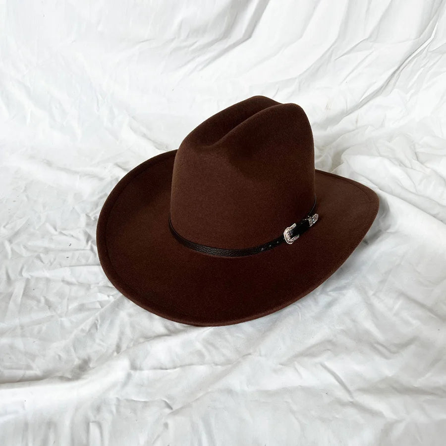 Vintage Western Cowboy Hat - Leather Wide Brim Gentleman and Lady Jazz Cowgirl Hat, Cloche Church Sombrero for Men and Women