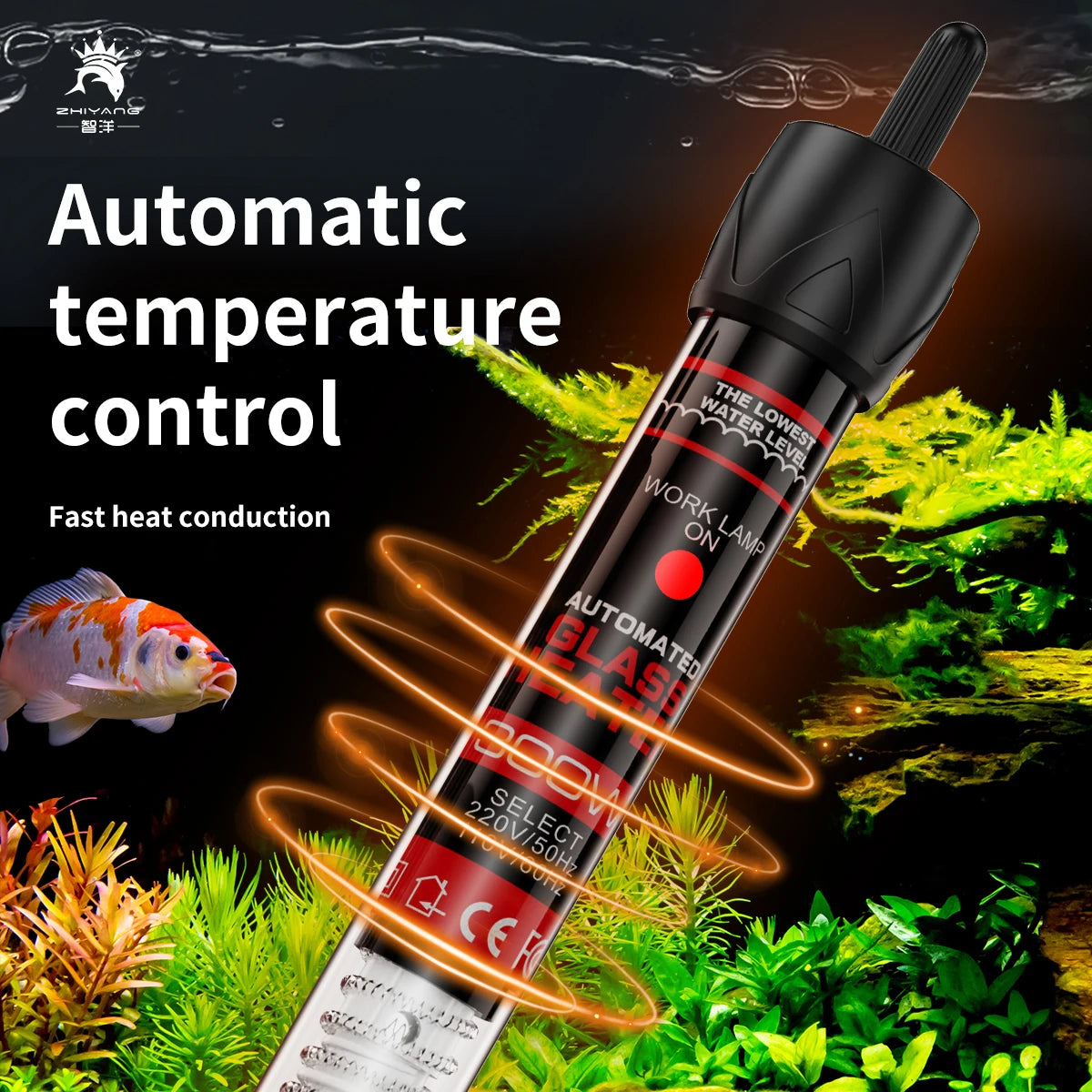 Adjustable Submersible Aquarium Heater Rod - 110V-220V, 25W-300W Temperature Thermostat for Fish Tank Water Heating