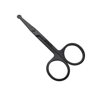 Unisex Stainless Steel Safe Nose Hair Scissors - Black Round Head Design (Gentle on Nose)