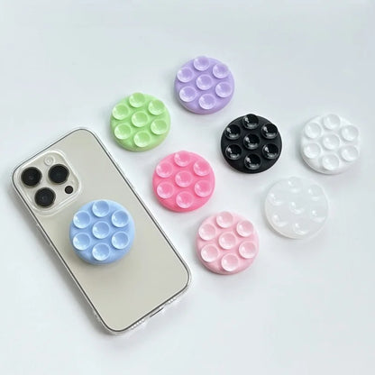 Round Silicone Suction Pad for Mobile Phones - Sticky Finger Grip Stand for Samsung and iPhone, Suction Cup Phone Holder