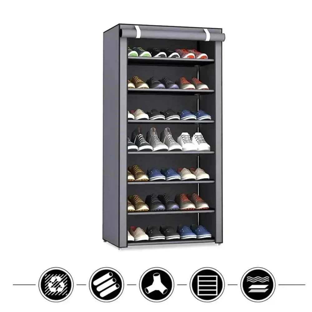 Multilayer Dustproof Shoe Rack - Minimalist Nonwoven Shoe Cabinet Organizer for Space-Saving Home Storage