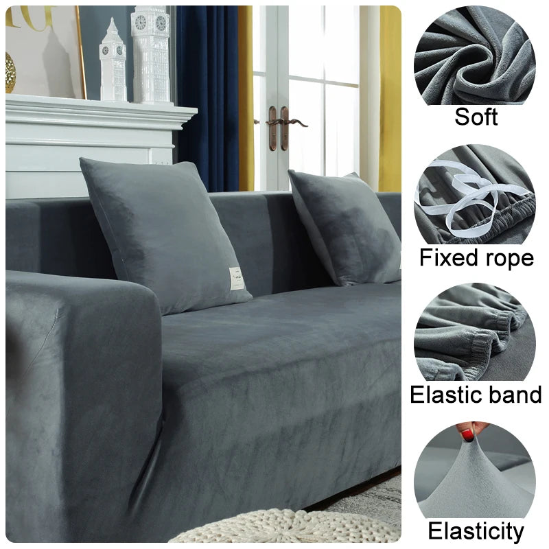 Stretch Velvet Sofa Covers - High-Quality, Modern Armchair Covers for Living Room Furniture (1/2/3/4 Seats)