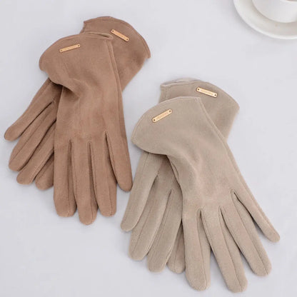 Women's Autumn Winter Touch Screen Gloves - Thin, Solid and Elegant Suede Fabric | Windproof and Warm for Cycling and Driving