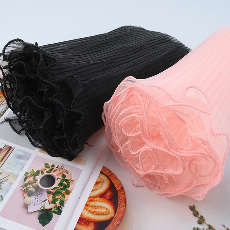 28cmx450cm Pearl Wave Yarn Flower Wrapping Paper - Lace Mesh Florist Handmade Bouquet Gift Packaging Supply for Decoration