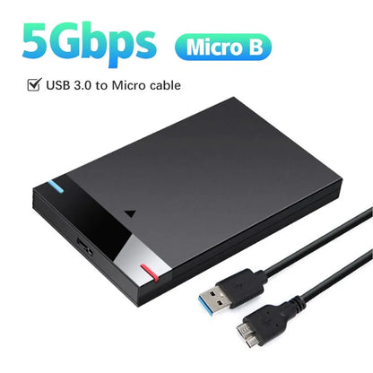 Enhanced Storage Solution: 2.5 Inch HDD Enclosure Case with Micro B USB 3.0Type-C Cable - External Hard Drive Support up to 5TB, 5Gbps - Portable Storage Device with UASP Support