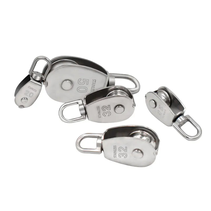 Premium Stainless Steel Pulley Set - M15/M20 M25 M32 M50 Single Wheel Swivel - Ideal for Lifting Rope Tasks - High-Quality Lifting Wheel Tools