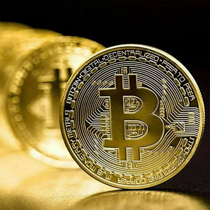 Gold Plated Bitcoin Coin – Collectible Art and Commemorative Gift | Casascius Metal Antique Imitation for Birthdays