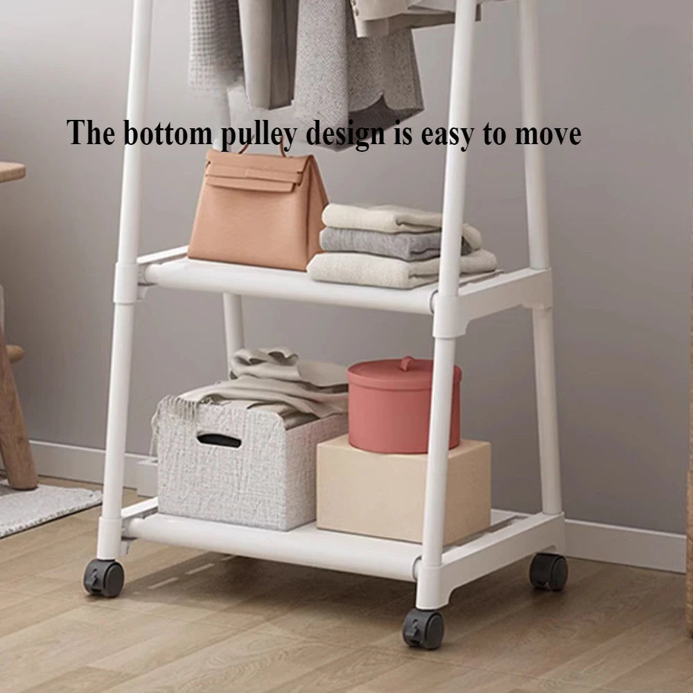 Mobile Triangle Clothes Hanger - Floor Standing Coat Rack with Wheels, Multi-Function Bedroom and Living Room Clothes Organizer