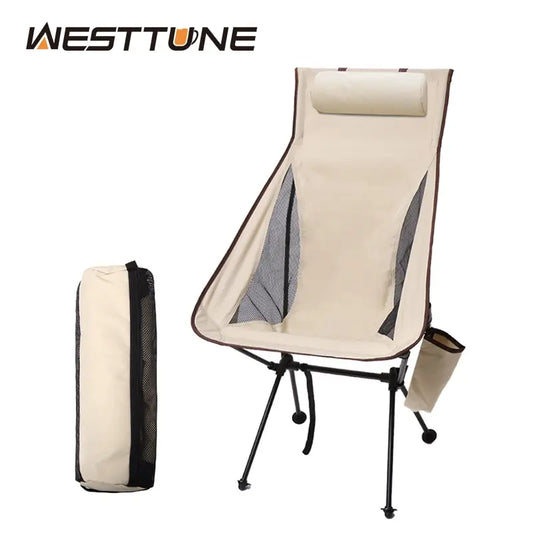 WESTTUNE Lightweight Portable Camping Chair with Headrest | Aluminum Alloy Tourist Chair for Fishing and Outdoor Activities