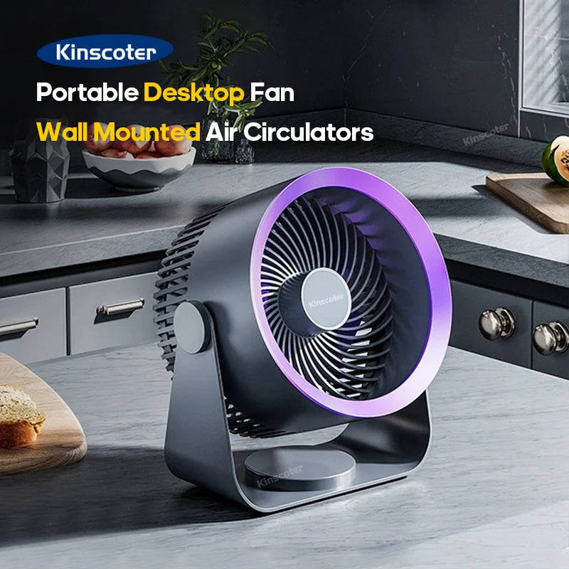 KINSCOTER Multifunctional Electric Fan Circulator - Wireless Portable Home Quiet Ventilator for Desktop, Wall, Ceiling, and Air Cooling