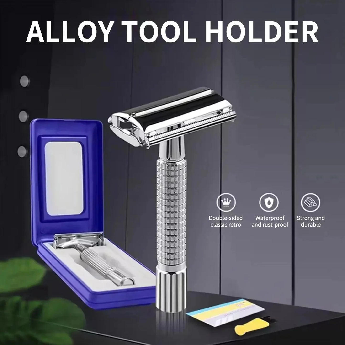 Double Edge Safety Razor – Unisex Razor with Delicate Box Holder – Professional Barber Styling Accessories