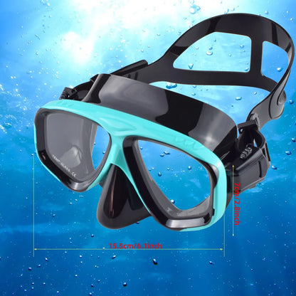 Snorkel Mask and Swimming Goggles - Scuba Diving with Silicone Skirt, Tempered Glass Lens, Wide View, Nose Cover, Adjustable Strap