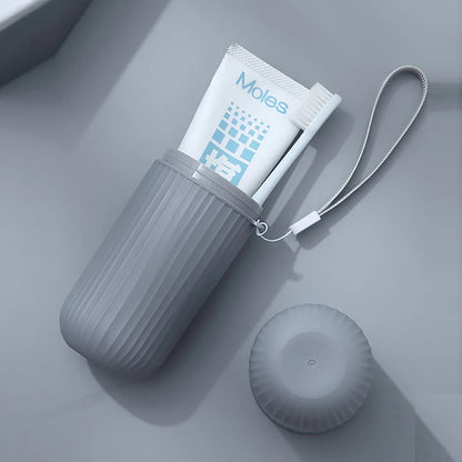 Travel Toothbrush Cup & Toothpaste Holder: Portable Bathroom Storage Case Organizer for Toiletries - New Creative Design