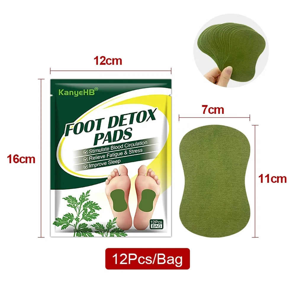 12/24Pcs Detox Foot Patches Pads - Natural Herbal Wormwood Artemisia Argyi for Feet and Body Toxins Cleansing - Relieve Stress, Aid Sleep