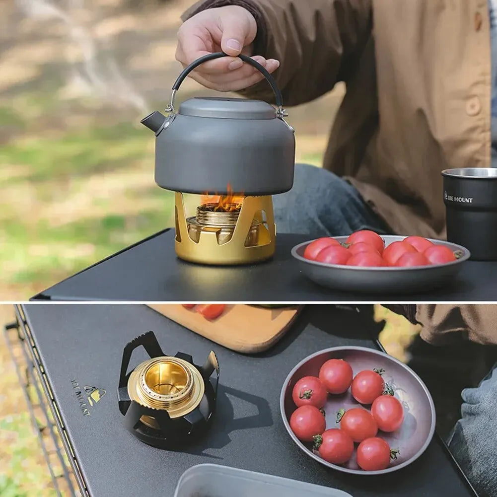 Portable Mini Alcohol Stove Burner - Adjustable Firepower Gasoline Stove with Aluminum Alloy Bracket - Ultralight Brass Camping Stoves