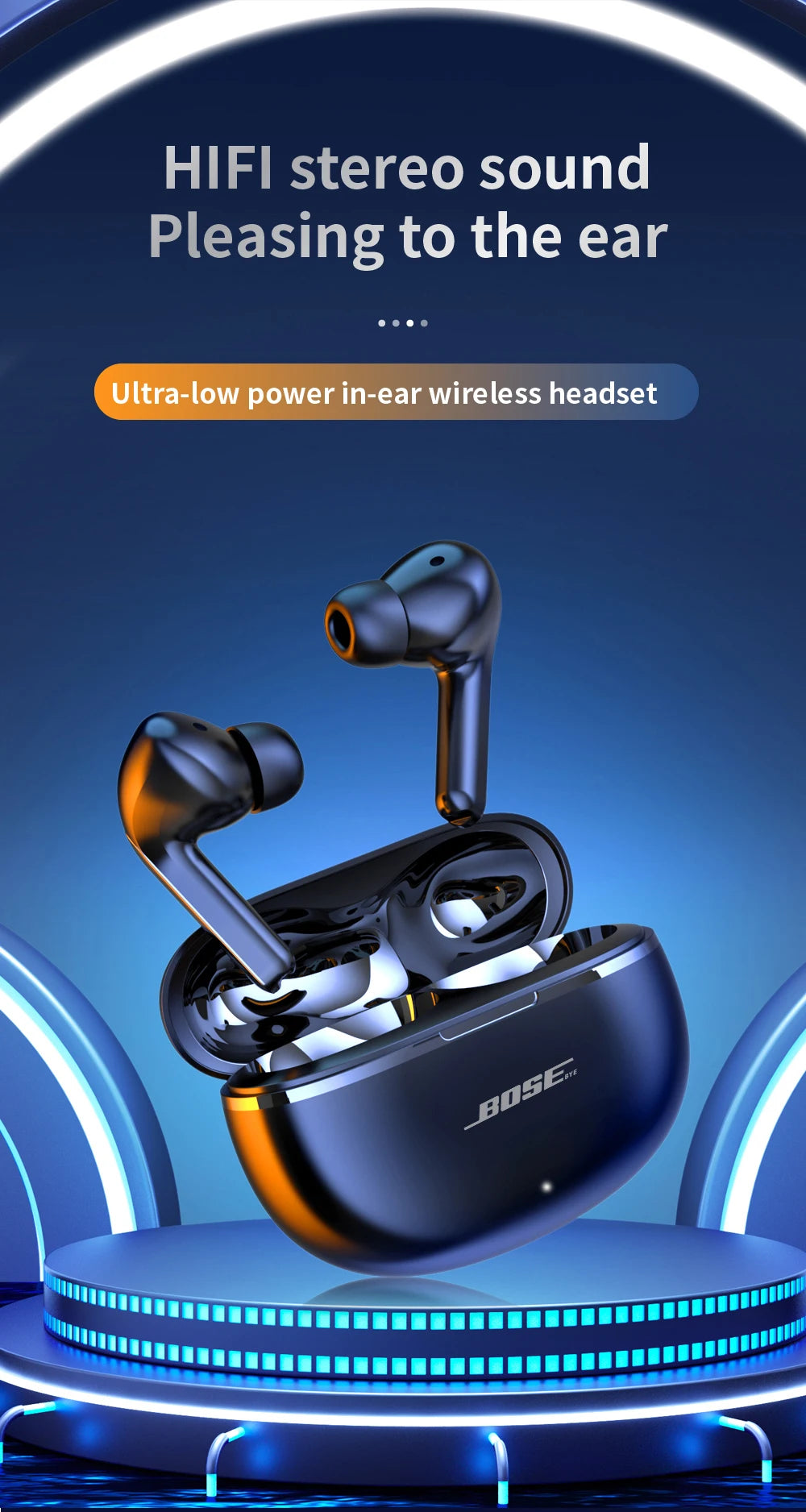 Original Bosebye Air 7 Bluetooth Earphones - TWS Touch Control, HiFi Wireless, Waterproof, Gaming Earbuds with Mic