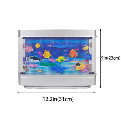 Artificial Tropical Fish Tank Lamp – Decorative Sensory Aquarium Table Lamp with Ocean Mood Night Light for Room Decoration