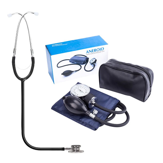 Manual Blood Pressure Monitor Kit: Double-Sided Stethoscope with Sphygmomanometer Cuff for Home Use - Medical Grade