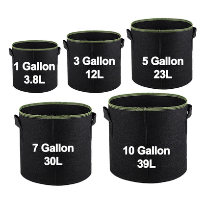 Thickened Non-Woven Grow Bags: 1/3Pcs Vegetable/Flower/Plant Bags - Aeration Fabric Pots with Handles, 3/4/5/7/10 Gallon Sizes