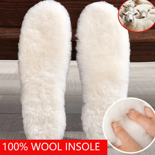 Genuine Sheepskin Fleece Insoles - Thick Cashmere Thermal Wool Inner Soles for Men and Women, Perfect for Shoes and Snow Boots