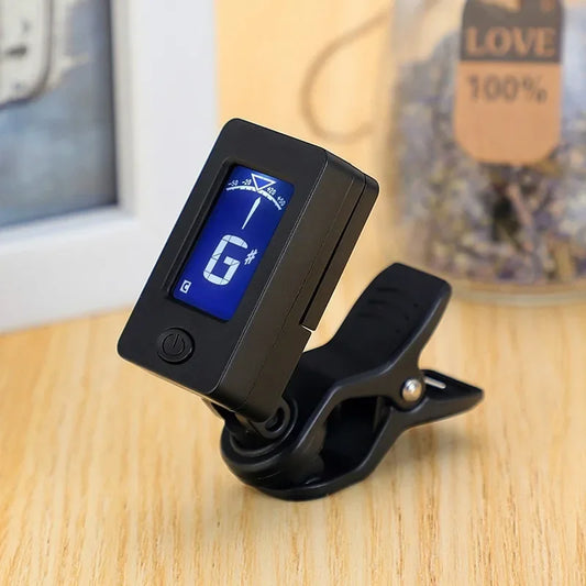 Professional 360-Degree Clip-On Acoustic Guitar Tuner – LCD Screen Electric Digital Tuner for Guitar and Ukulele Accessories