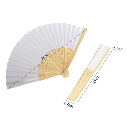 DIY Paper Bamboo Folding Fans - Blank White Fans for Calligraphy, Painting, Wedding Gifts - Adults & Children's Practice (1-50pcs)