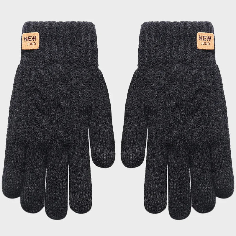 Fleece-Lined Touch Screen Gloves - Warm Black Cable Knit Fashion | Winter Accessories