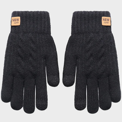 Fleece-Lined Touch Screen Gloves - Warm Black Cable Knit Fashion | Winter Accessories