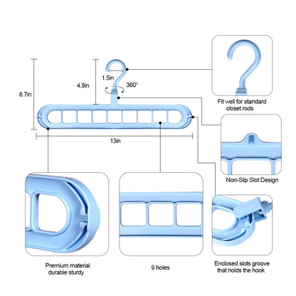 Multifunction Plastic Clothes Hanger Rack - Multi-Port Circle Design for Scarf and Clothes Drying, Storage Rack