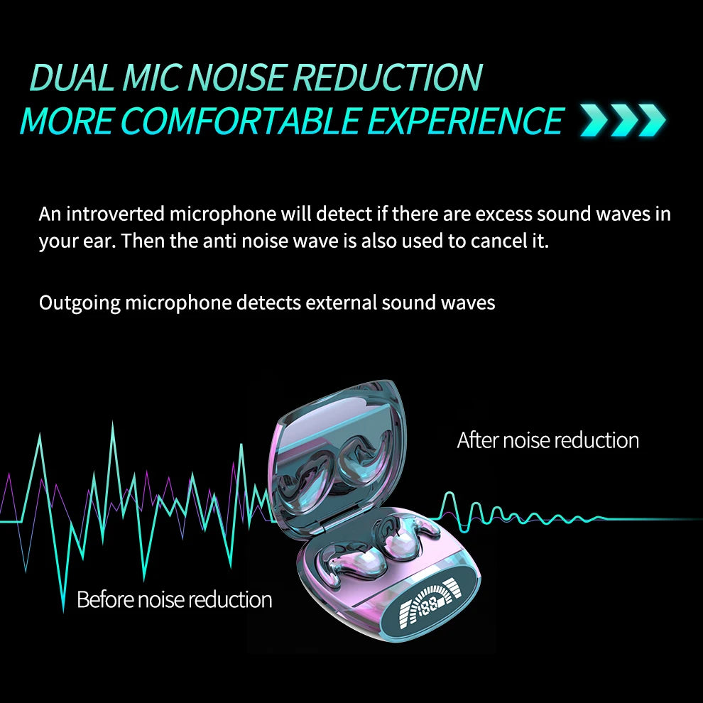 Invisible Sleep Earbuds - Tiny Mini Hidden Headphones with Noise Cancelling - TWS Wireless Stereo Bluetooth 5.3 Earphones